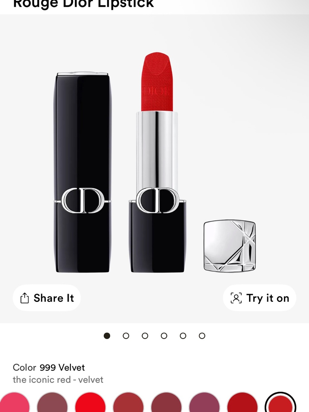 Dior Rouge Lipstick in Vibrant Red - Sleek Black Case